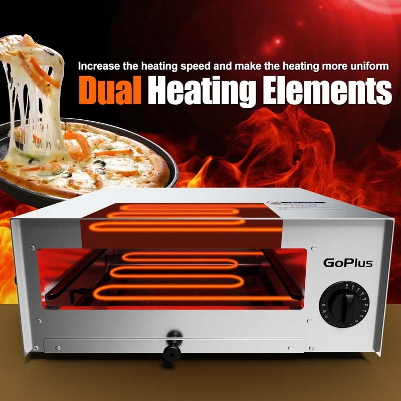 12" Commercial Pizza Oven Countertop, Stainless Steel Electric Pizza Maker & Baker, Snack Oven