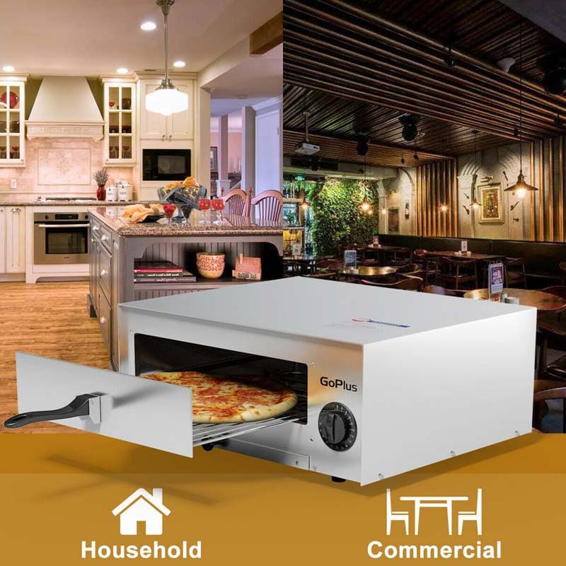 12" Commercial Pizza Oven Countertop, Stainless Steel Electric Pizza Maker & Baker, Snack Oven