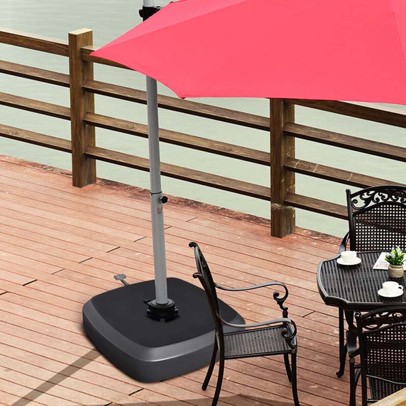 330LBS Fillable Cantilever Offset Umbrella Base with Wheels & Easy-Fill Spouts, Water/Sand Filled Outdoor Umbrella Stand for Patio, Poolside