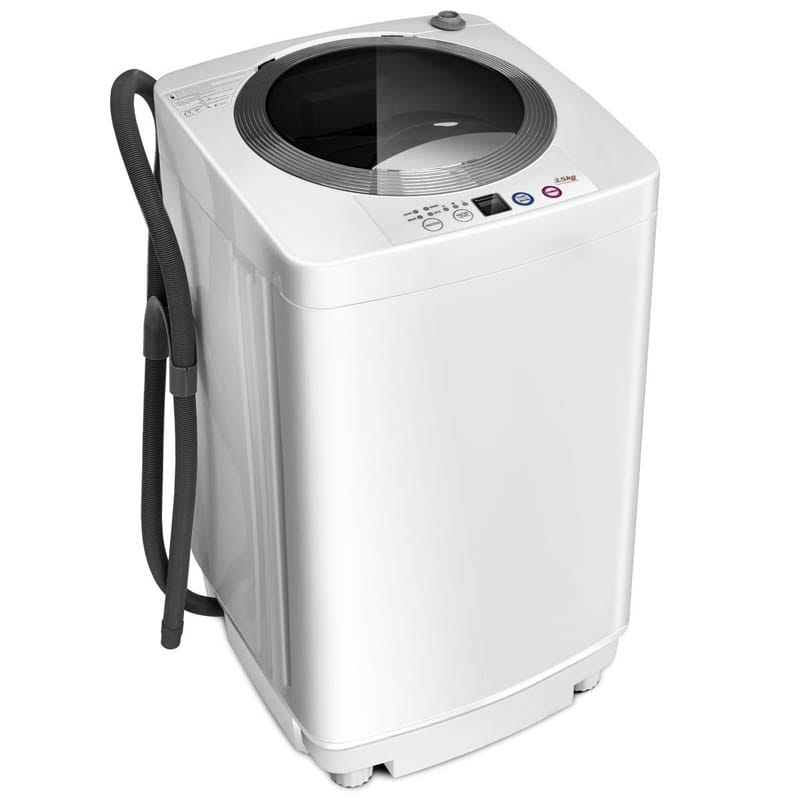 7.7 lbs Full-Automatic Washing Machine Portable Washer & Spin Dryer  Built-in Germicidal UV Light & Drain Pump