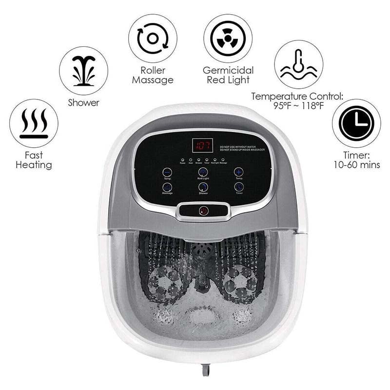 Foot Spa Bath Massager with Heat, Adjustable Water Jets, Motorized Shiatsu Massage Balls & 2 Maize Rollers