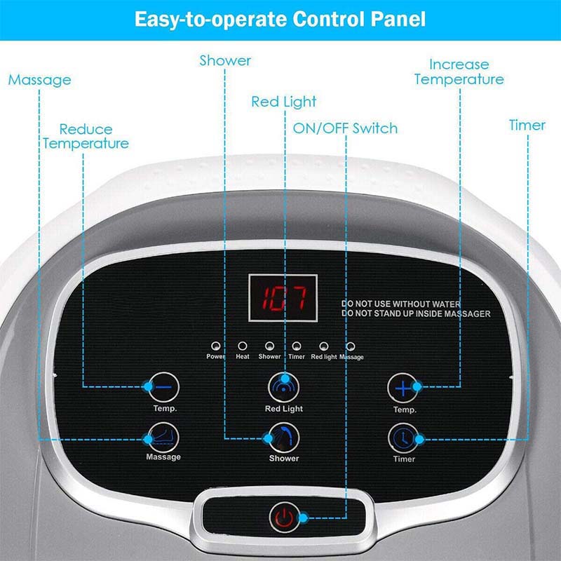 Foot Spa Bath Massager with Heat, Adjustable Water Jets, Motorized Shiatsu Massage Balls & 2 Maize Rollers