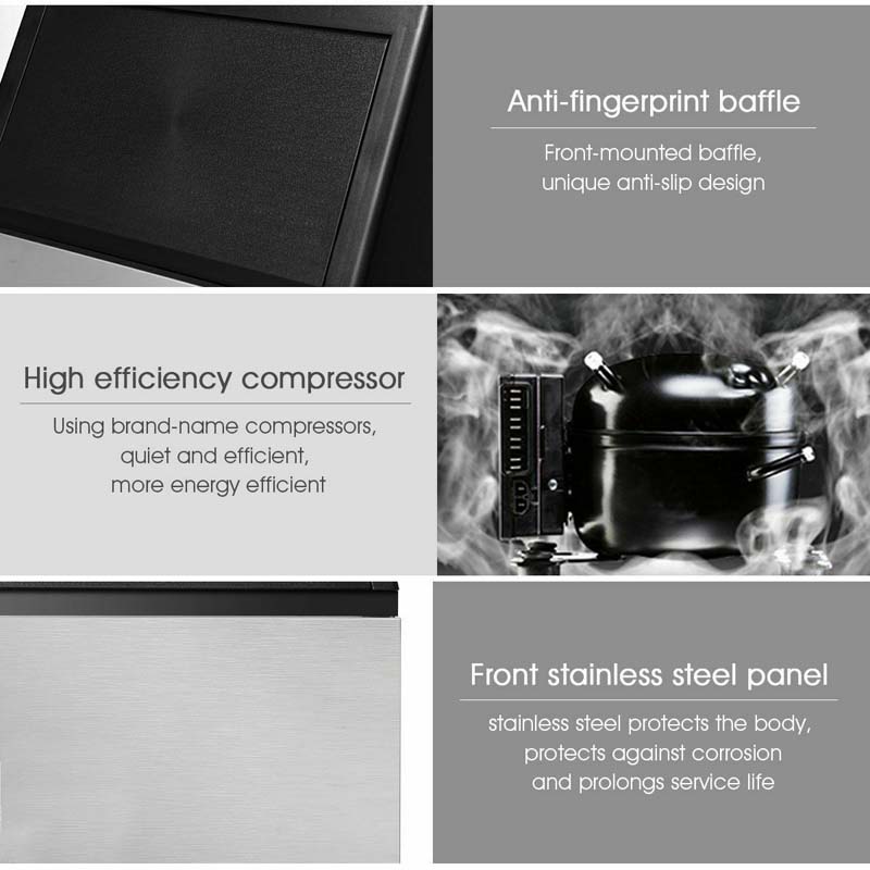 110LBS/24H Commercial Ice Maker, Freestanding Built-in Undercounter Ice Machine with 33LBS Storage Capacity & 24H Timer for Home Bar Restaurant