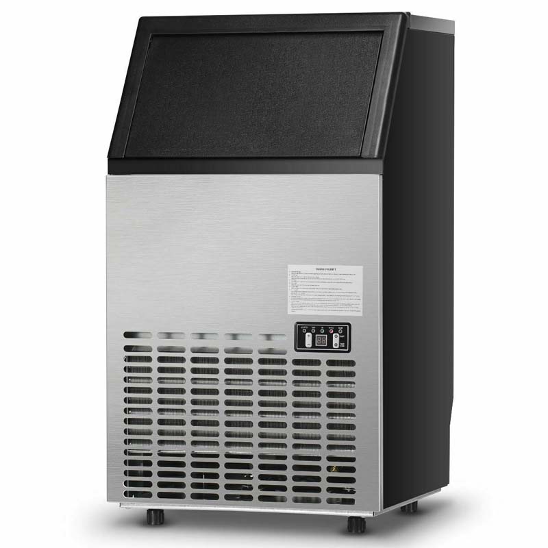 110LBS/24H Commercial Ice Maker, Freestanding Built-in Undercounter Ice Machine with 33LBS Storage Capacity & 24H Timer for Home Bar Restaurant