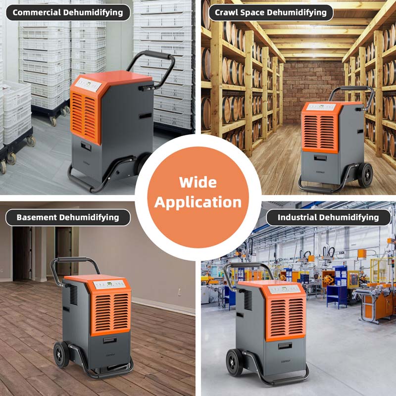 163 PPD Commercial Dehumidifier, 4500 Sq.Ft Crawl Space Dehumidifier with Drain Hose & Water Tank for Basement, Warehouse & Job Site