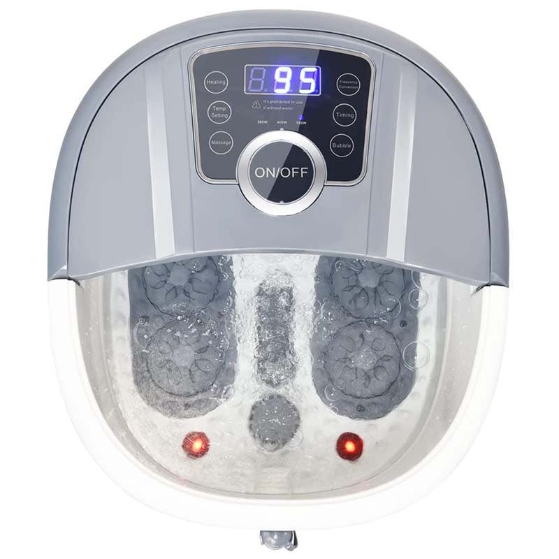 Heated Foot Spa Bath Massager with Bubbles, 16 Pedicure Shiatsu Roller Massage Points, Electric Foot Soaker Tub