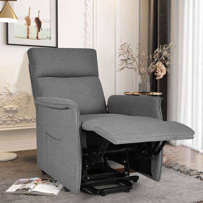 Power Lift Chair Recliner, Fabric Padded Massage Reclining Sofa, Elderly Lift Chair with Side Pocket, Remote Control