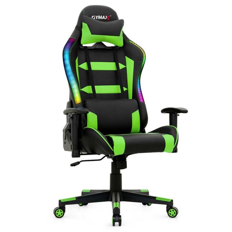 High Back RGB Gaming Chair, Ergonomic Video Game Chair with LED Lights, PVC Leather E-Sport Computer Chair