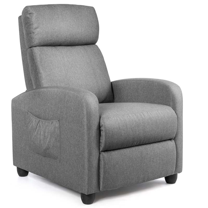 PU Leather Massage Recliner Sofa Modern Recliner Chair Winback Single Sofa with Side Pocket