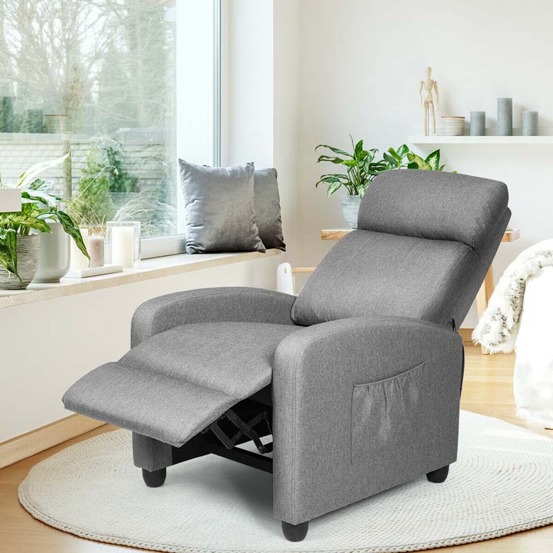 PU Leather Massage Recliner Sofa Modern Recliner Chair Winback Single Sofa with Side Pocket