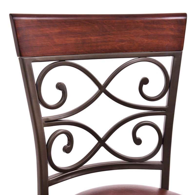 30" Swivel Metal Bar Stools Set of 2, Vintage Upholstered Bar Height Dining Chairs with Back & PU Leather Padded Seat for Pub, Kitchen Island