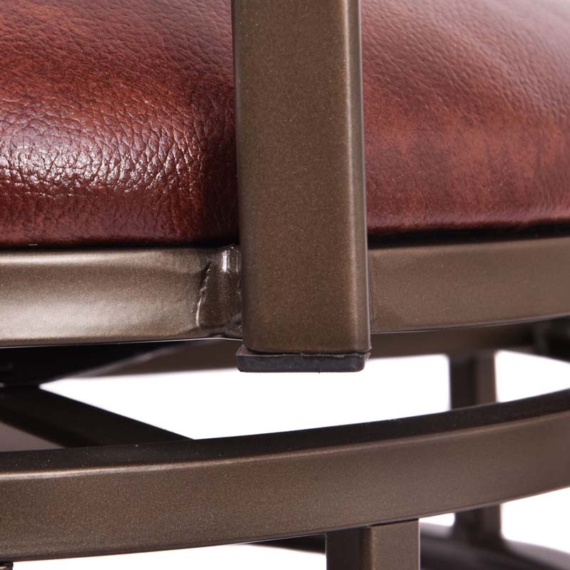 30" Swivel Metal Bar Stools Set of 2, Vintage Upholstered Bar Height Dining Chairs with Back & PU Leather Padded Seat for Pub, Kitchen Island