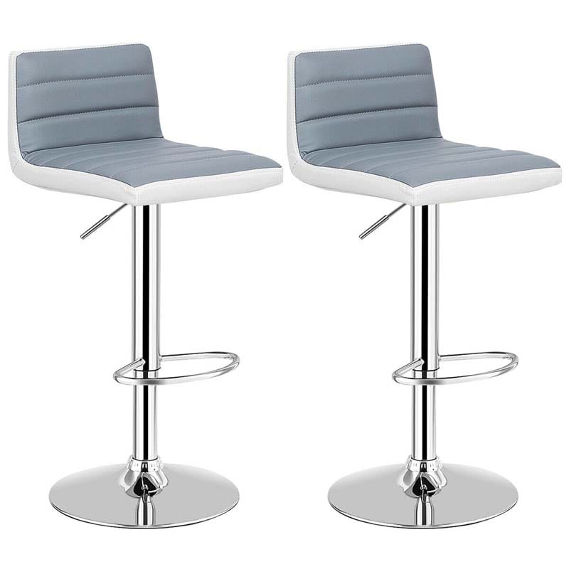 Adjustable Swivel Bar Stools Set of 2, PU Leather Counter Height Dining Chairs for Kitchen Pub Bistro