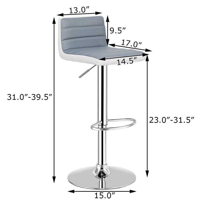 Adjustable Swivel Bar Stools Set of 2, PU Leather Counter Height Dining Chairs for Kitchen Pub Bistro