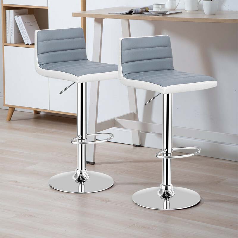 Adjustable Swivel Bar Stools Set of 2, PU Leather Counter Height Dining Chairs for Kitchen Pub Bistro