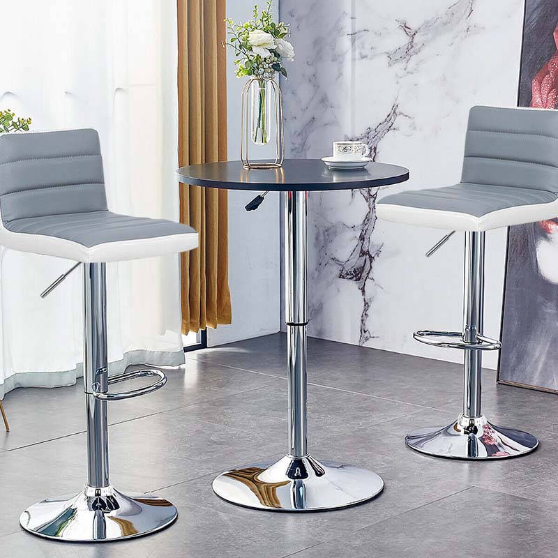 Adjustable Swivel Bar Stools Set of 2, PU Leather Counter Height Dining Chairs for Kitchen Pub Bistro