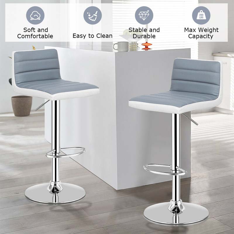 Adjustable Swivel Bar Stools Set of 2, PU Leather Counter Height Dining Chairs for Kitchen Pub Bistro