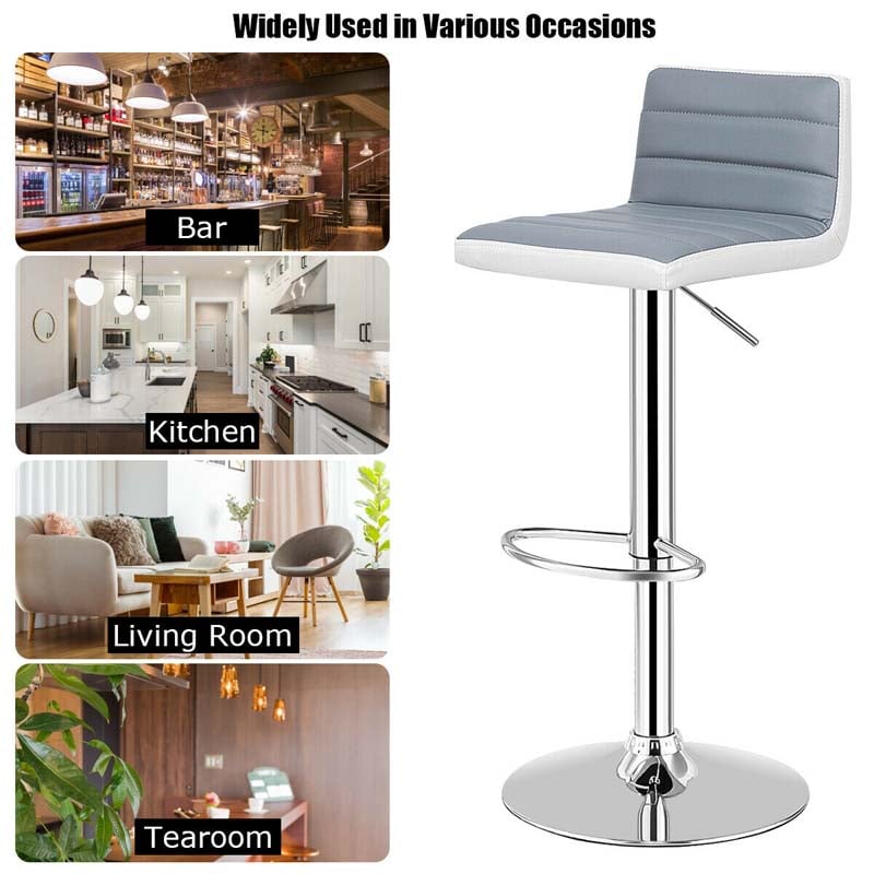 Adjustable Swivel Bar Stools Set of 2, PU Leather Counter Height Dining Chairs for Kitchen Pub Bistro