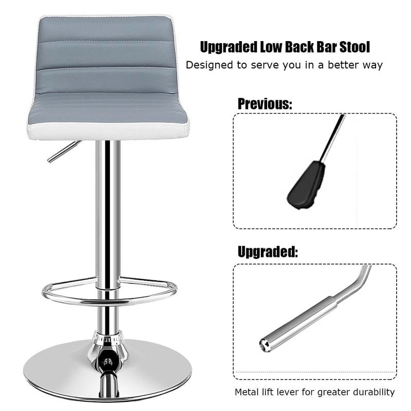 Adjustable Swivel Bar Stools Set of 2, PU Leather Counter Height Dining Chairs for Kitchen Pub Bistro