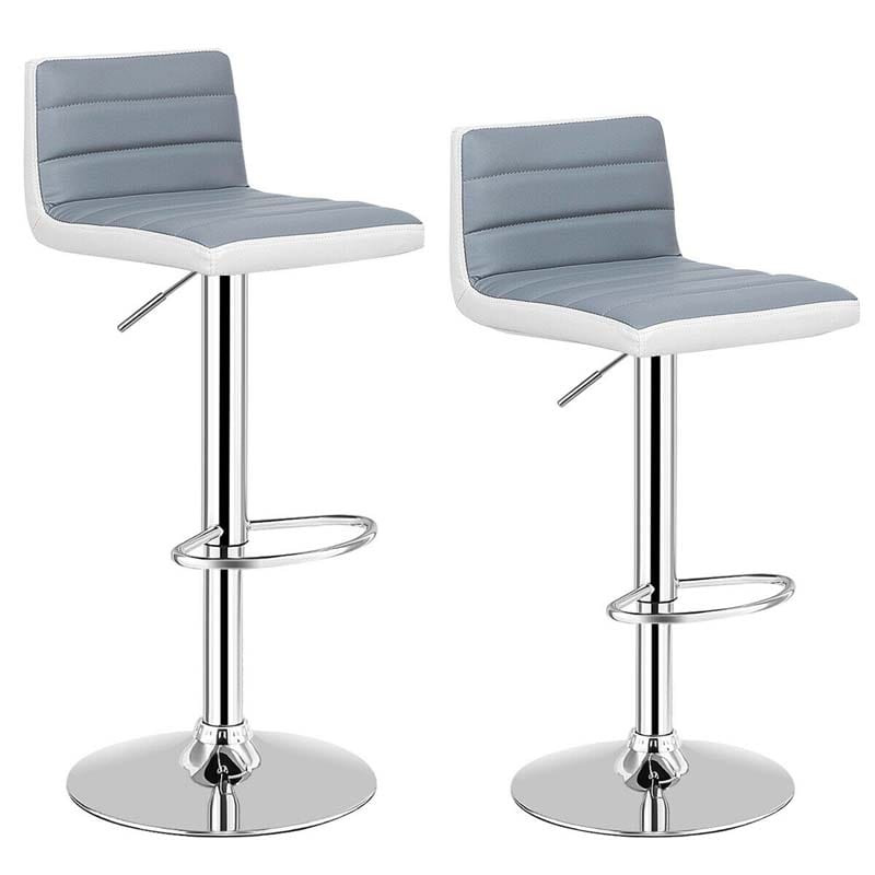 Adjustable Swivel Bar Stools Set of 2, PU Leather Counter Height Dining Chairs for Kitchen Pub Bistro