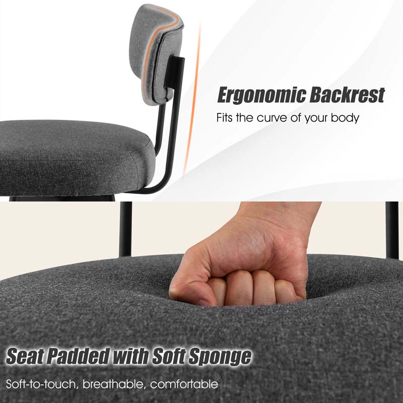 Swivel Bar Stools Set of 2, 29" Upholstered Bar Height Chairs with Back, Footrest & Metal Frame for Kitchen Island, Dining Room, Home Bar