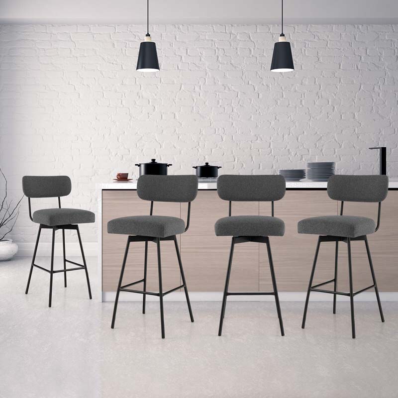 Swivel Bar Stools Set of 2, 29" Upholstered Bar Height Chairs with Back, Footrest & Metal Frame for Kitchen Island, Dining Room, Home Bar
