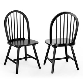 2 Pcs Vintage Windsor Wood Chairs with Spindle Back, French Country Armless Dining Chairs