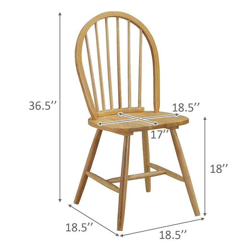 2Pcs Vintage Wood Windsor Dining Side Chairs with Spindle Back, French Country Armless Kitchen Chairs