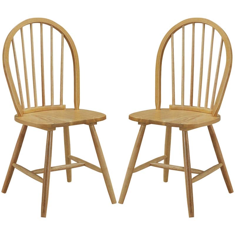 2 Pcs Vintage Windsor Wood Chairs with Spindle Back, French Country Armless Dining Chairs