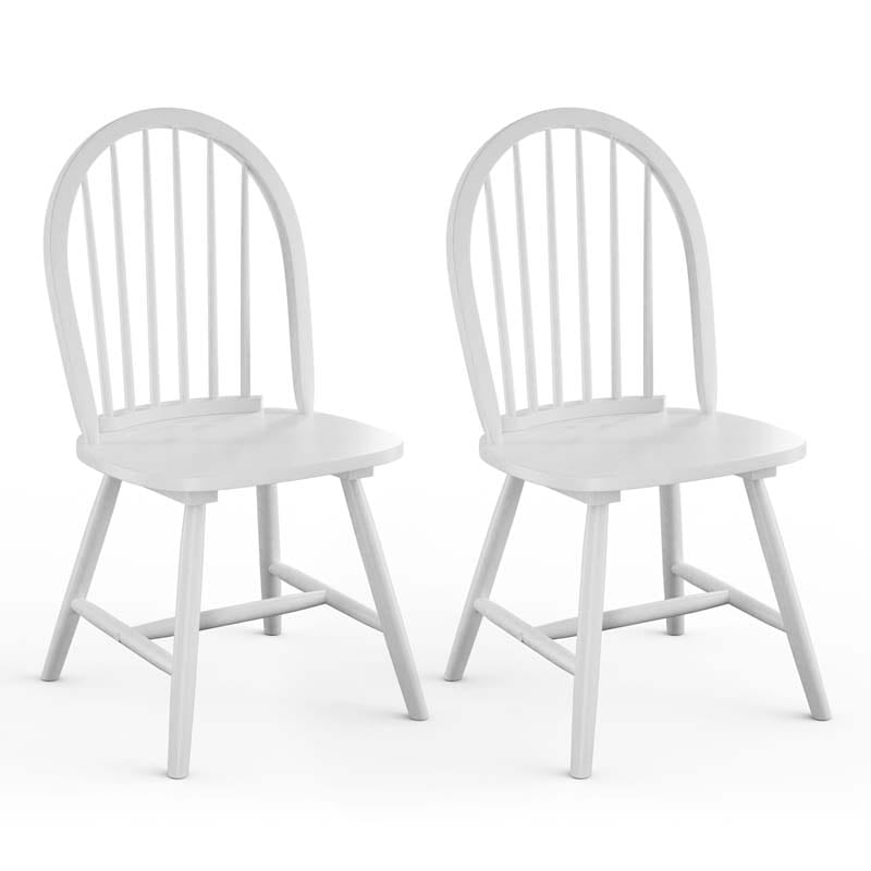 2Pcs Vintage Wood Windsor Dining Side Chairs with Spindle Back, French Country Armless Kitchen Chairs