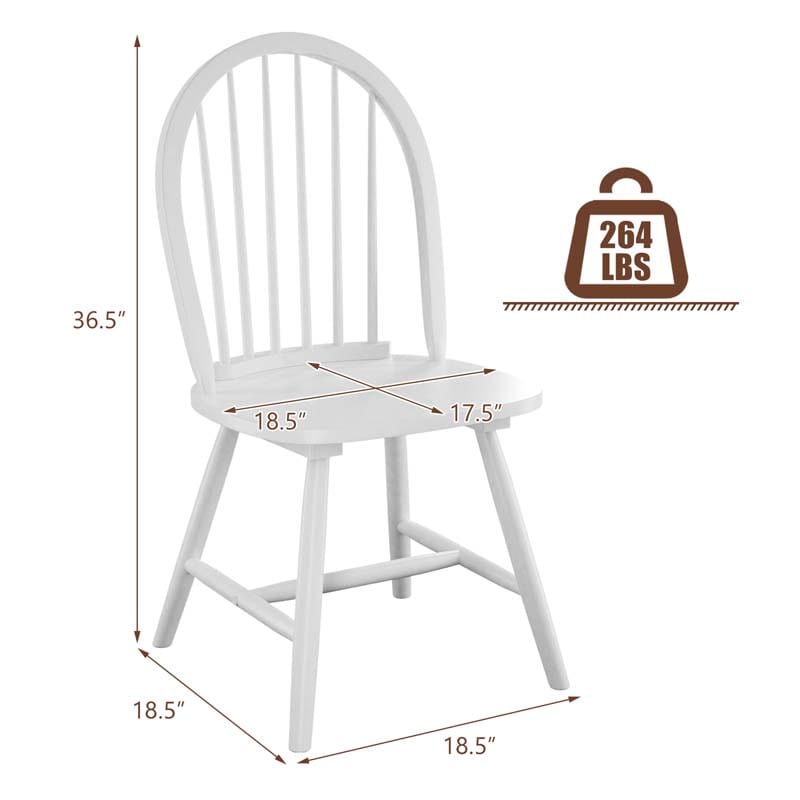 2Pcs Vintage Wood Windsor Dining Side Chairs with Spindle Back, French Country Armless Kitchen Chairs