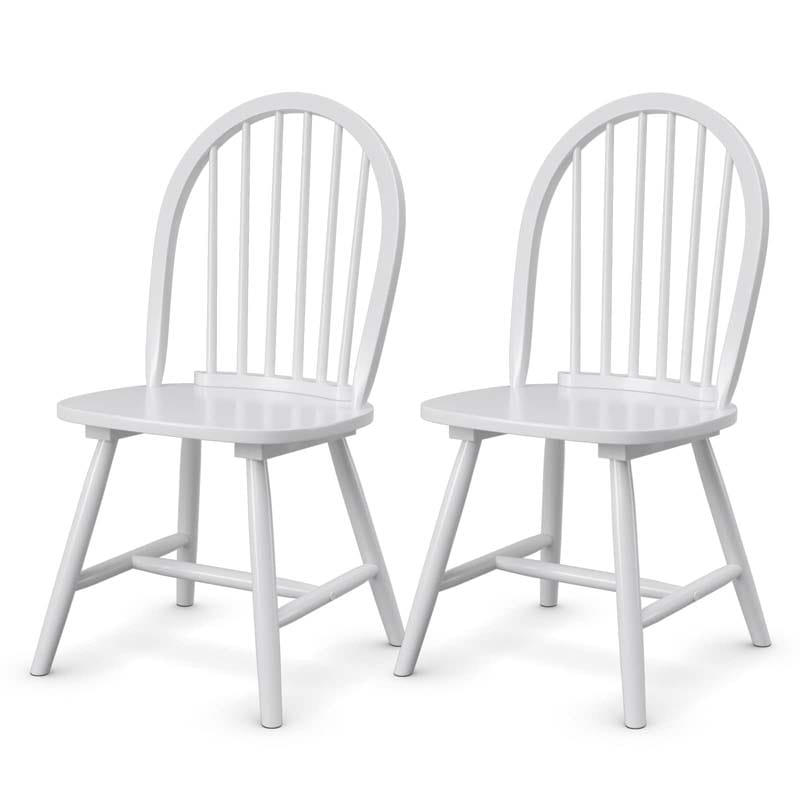 2Pcs Vintage Wood Windsor Dining Side Chairs with Spindle Back, French Country Armless Kitchen Chairs
