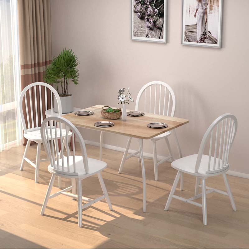 2Pcs Vintage Wood Windsor Dining Side Chairs with Spindle Back, French Country Armless Kitchen Chairs