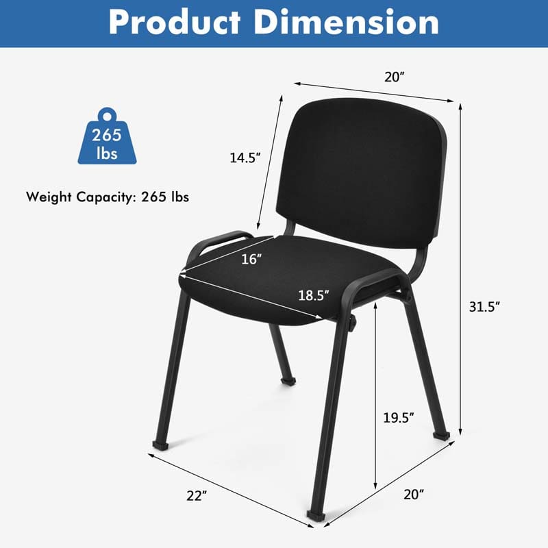 Set of 5 Stackable Conference Chairs with Ergonomic Upholstered Seat & Metal Frame, Modern Office Guest Chairs for Waiting Reception Rooms