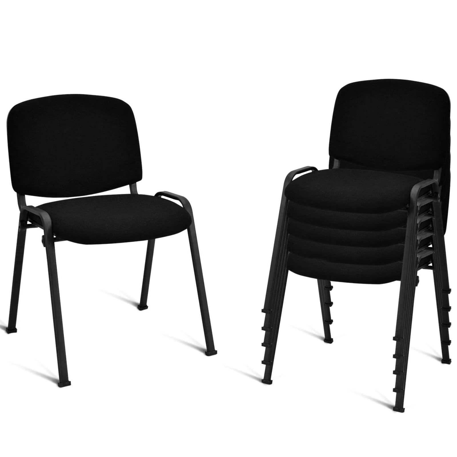Set of 5 Stackable Conference Chairs with Ergonomic Upholstered Seat & Metal Frame, Modern Office Guest Chairs for Waiting Reception Rooms