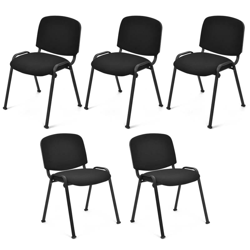 Set of 5 Stackable Conference Chairs with Ergonomic Upholstered Seat & Metal Frame, Modern Office Guest Chairs for Waiting Reception Rooms