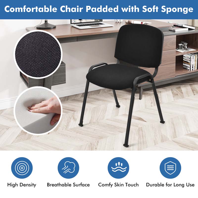 Set of 5 Stackable Conference Chairs with Ergonomic Upholstered Seat & Metal Frame, Modern Office Guest Chairs for Waiting Reception Rooms
