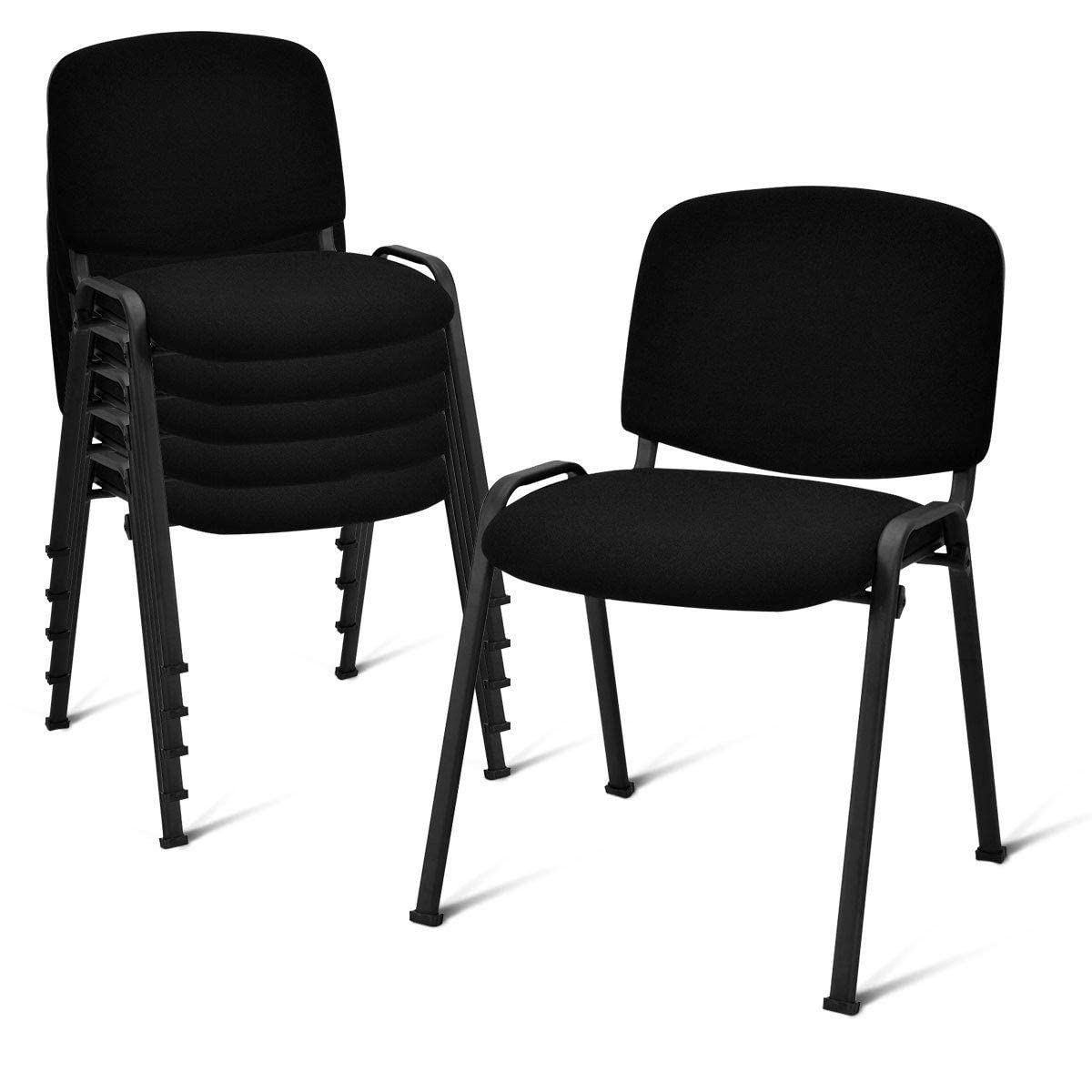 Set of 5 Stackable Conference Chairs with Ergonomic Upholstered Seat & Metal Frame, Modern Office Guest Chairs for Waiting Reception Rooms