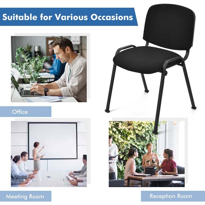 Set of 5 Stackable Conference Chairs with Ergonomic Upholstered Seat & Metal Frame, Modern Office Guest Chairs for Waiting Reception Rooms