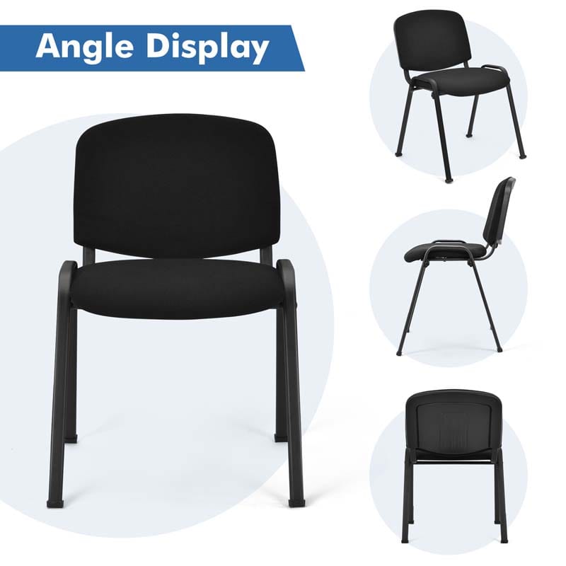 Set of 5 Stackable Conference Chairs with Ergonomic Upholstered Seat & Metal Frame, Modern Office Guest Chairs for Waiting Reception Rooms
