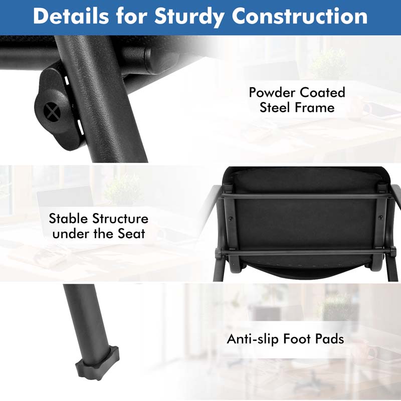 Set of 5 Stackable Conference Chairs with Ergonomic Upholstered Seat & Metal Frame, Modern Office Guest Chairs for Waiting Reception Rooms