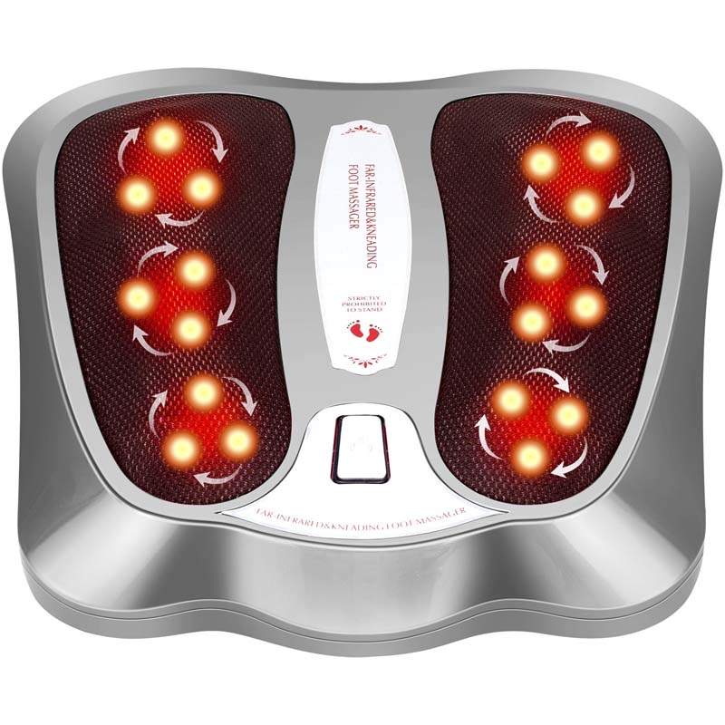 3-in-1 Electric Foot Massager, Foot Back Leg Kneading Shiatsu Massage Machine, Foot Warmer with Infrared Heating & 18 Massage Nodes