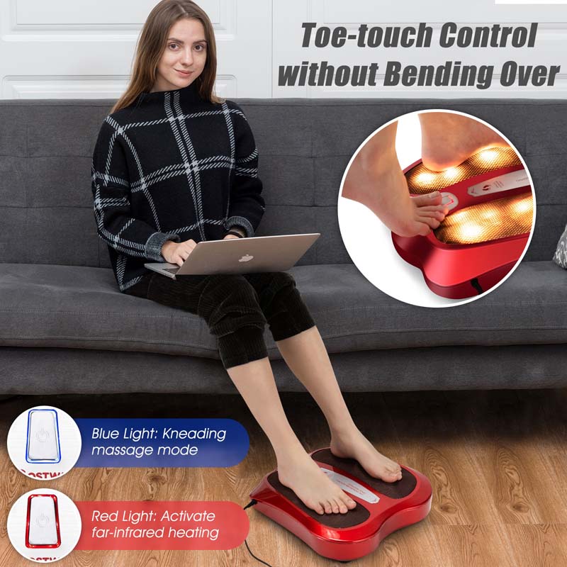 3-in-1 Electric Foot Massager, Foot Back Leg Kneading Shiatsu Massage Machine, Foot Warmer with Infrared Heating & 18 Massage Nodes