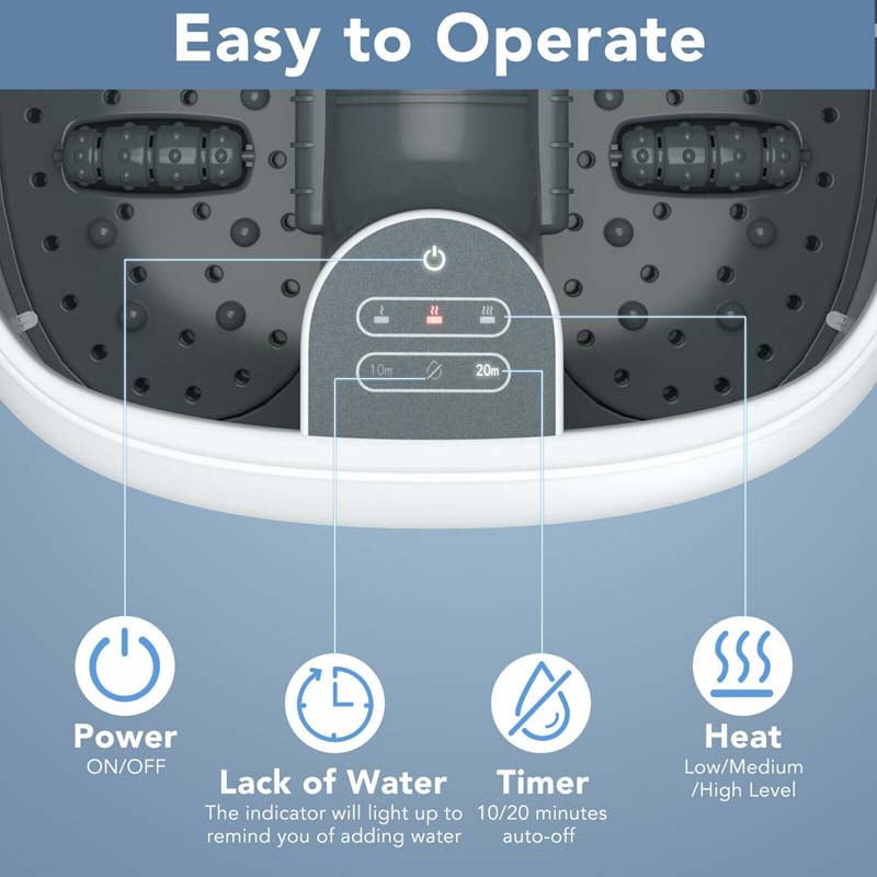 Steam Foot Spa Massager with 3-Level Heating, Timers & One-Touch Safe Operation, Shiatsu Steam Foot Bath Sauna Massager for Home Relaxation