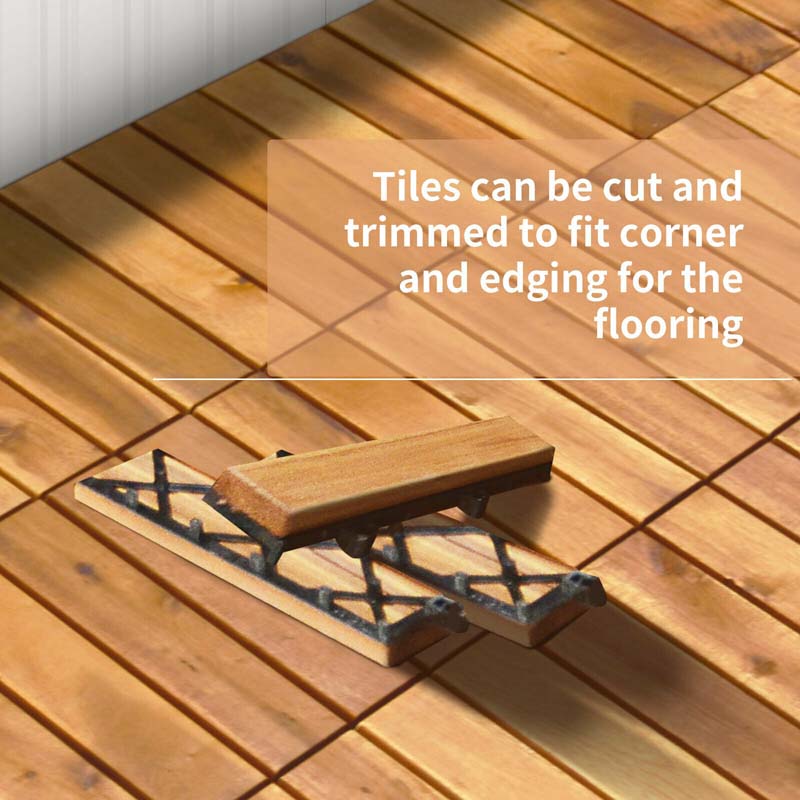 27PCS 12"x12" Acacia Wood Interlocking Deck Tiles, 27 Sq.Ft Waterproof Flooring Patio Pavers for Indoor Outdoor, Tool-Free Assembly