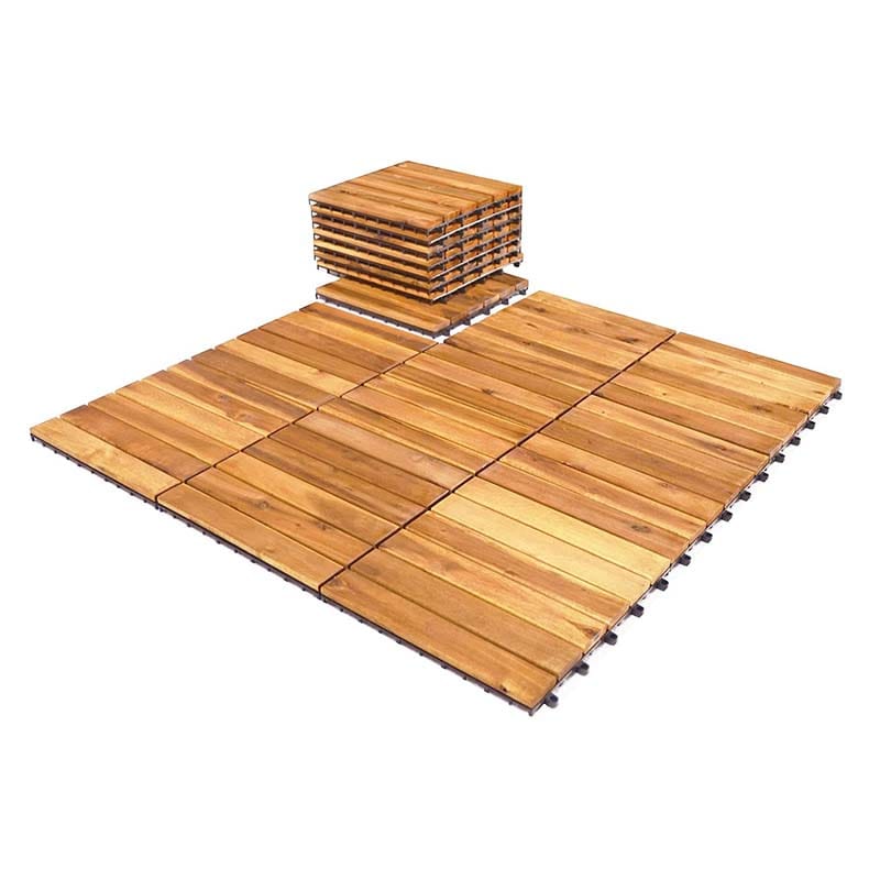 27PCS 12"x12" Acacia Wood Interlocking Deck Tiles, 27 Sq.Ft Waterproof Flooring Patio Pavers for Indoor Outdoor, Tool-Free Assembly