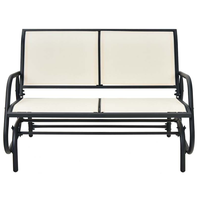 2-Person Outdoor Glider Bench, 48" Patio Double Swing Rocking Loveseat Chair with Steel Frame & Fabric Seat for Backyard Poolside, Garden Lawn