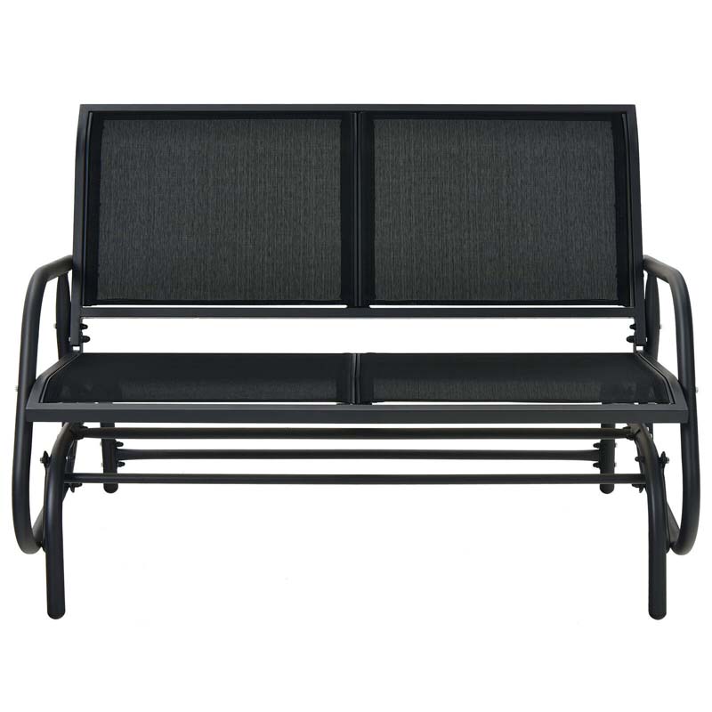 2-Person Outdoor Glider Bench, 48" Patio Double Swing Rocking Loveseat Chair with Steel Frame & Fabric Seat for Backyard Poolside, Garden Lawn