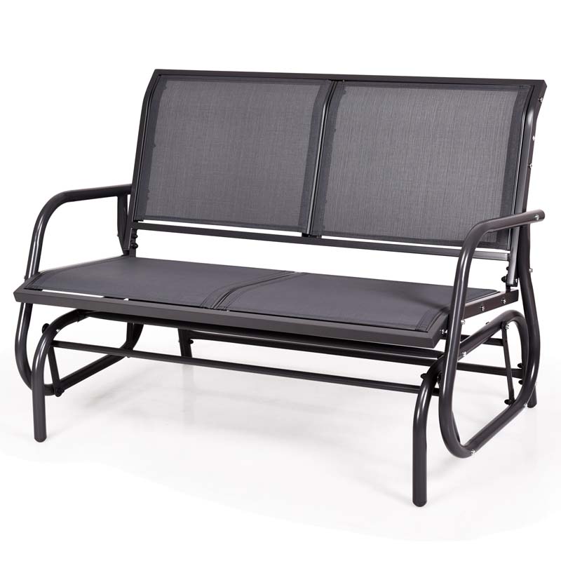 48" 2-Person Outdoor Swing Glider Bench Patio Rocking Chair Fabric Loveseat for Porch Garden