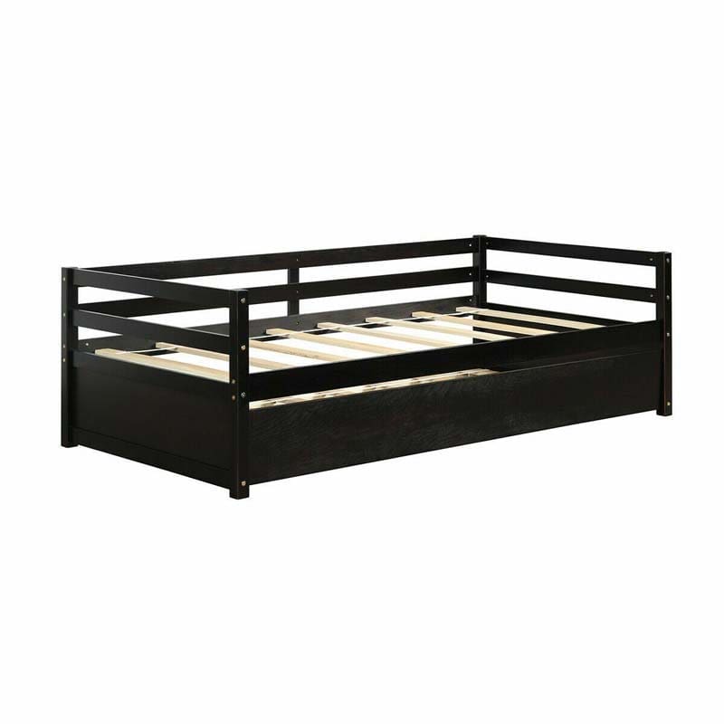 Twin Daybed with Trundle, Wooden Trundle Platform Bed Frame with Wood Slat Support for Guest, Kids & Living Rooms, No Box Spring Needed